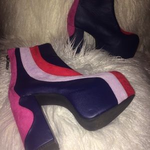 Dolls kill faux suede stripe platforms vegan